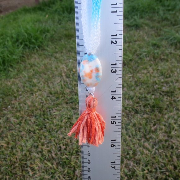 New Boho Fiber & Ceramic Hand Crafted Necklace - Picture 6 of 7